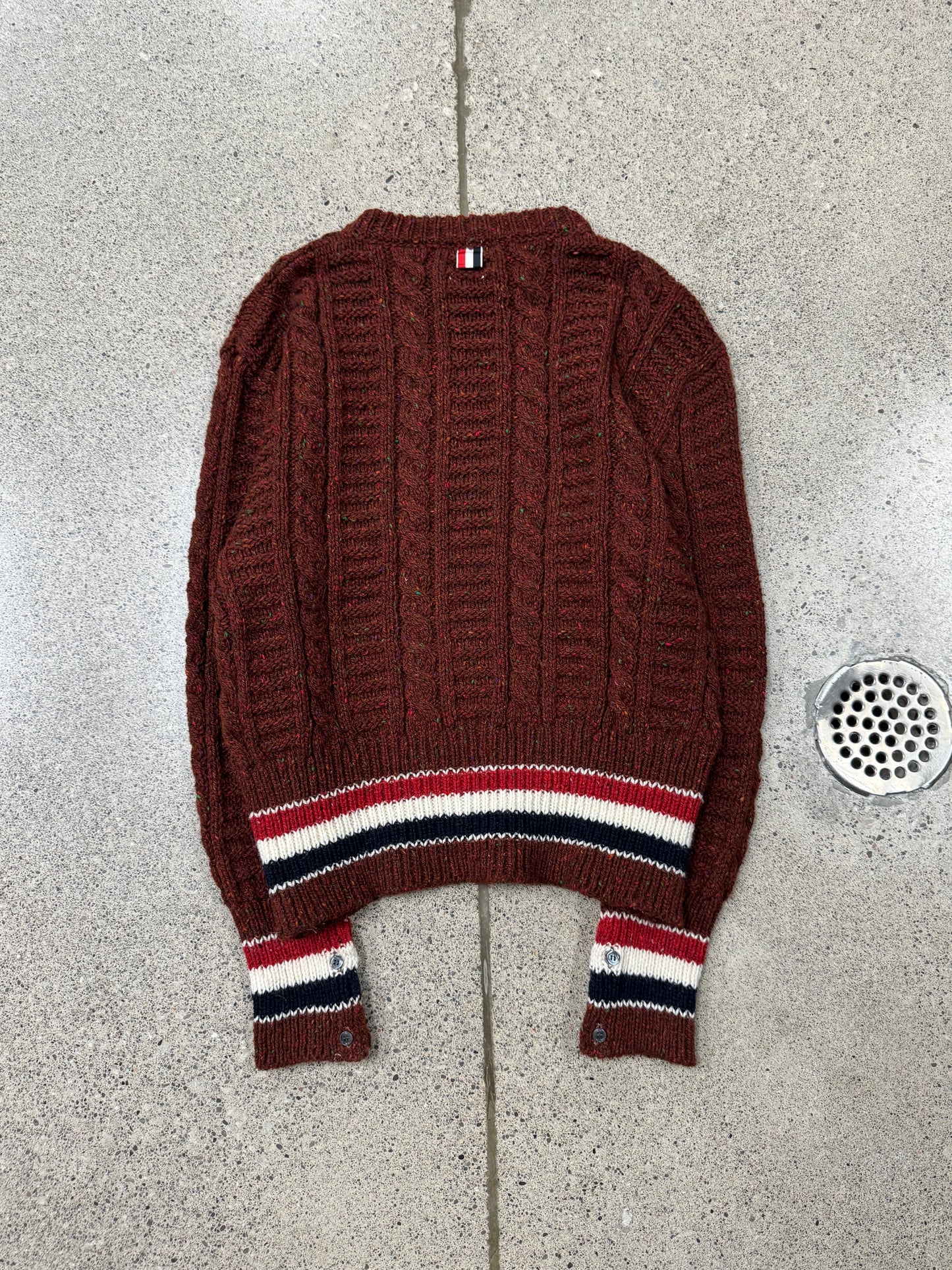 Thom Browne ‘Donegal Stripe’ Cable Knit Sweater