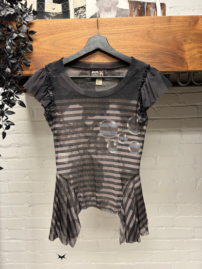 Vintage Jean Paul Gaultier Sheer Black Mesh Top with Drapery