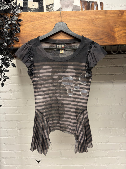 Vintage Jean Paul Gaultier Sheer Black Mesh Top with Drapery