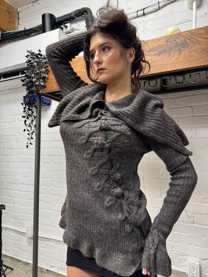 Vintage Jean Paul Gaultier ‘Chinoiserie’ Asymmetric Zip Knit Sweater