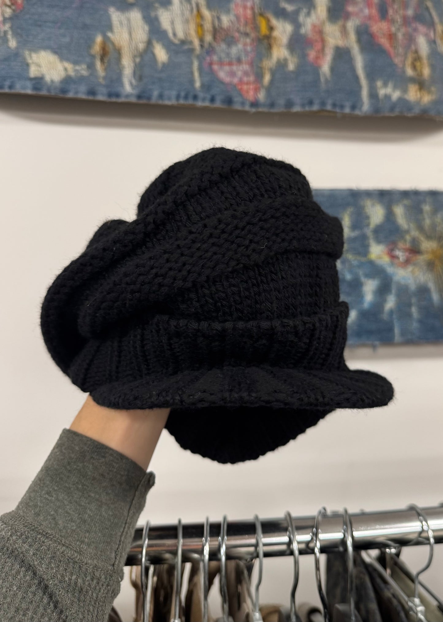 Yohji Yamamoto Y’s ‘Brimmed’ Black Wool Beanie