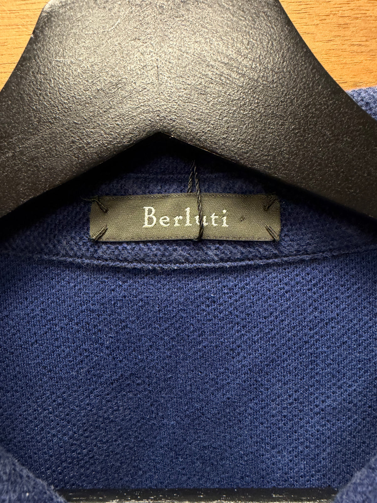 Berluti Blue Cotton Polo with Navy Underside Collar