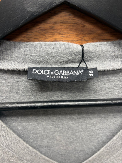 Dolce & Gabbana Mens Grey Jersey Cotton V-Neck Shirt