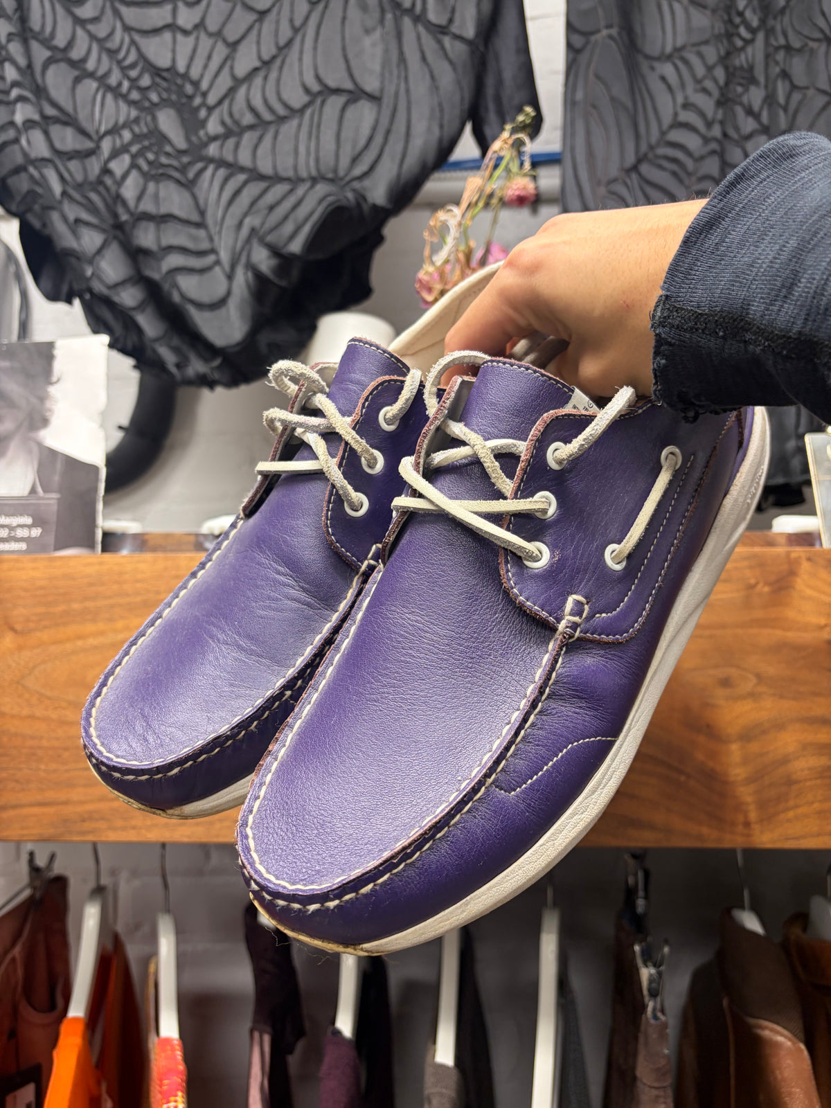 Visvim ‘Hockney’ Purple/White Leather Boat Sneakers