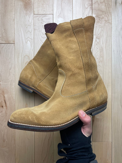 Maison Margiela Pointed Toe Brown Suede Western Boots