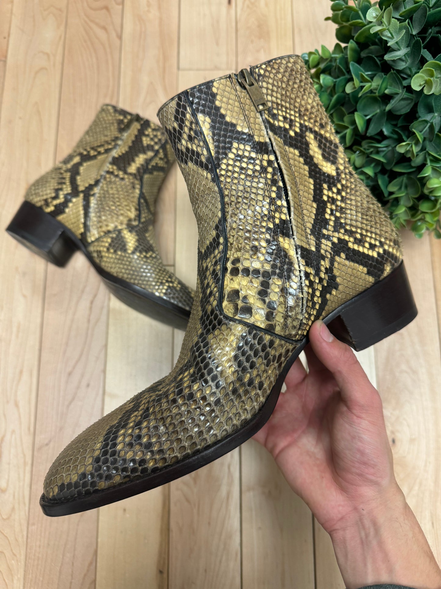 Saint Laurent Genuine Python Leather Lukas Boots