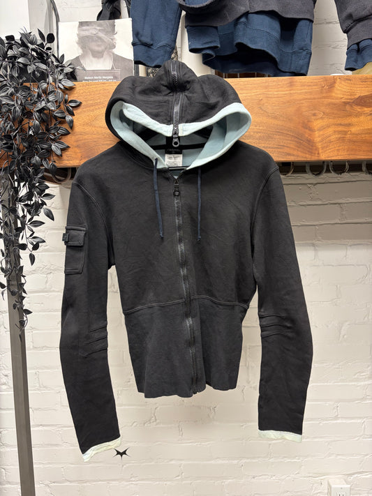SS2003 Chanel ‘Split Hood’ Black/Baby Blue Zip Up Hoodie