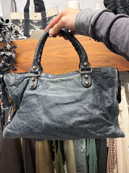 Balenciaga Faded Black/Gold ‘City’ Bag with Crossbody Strap