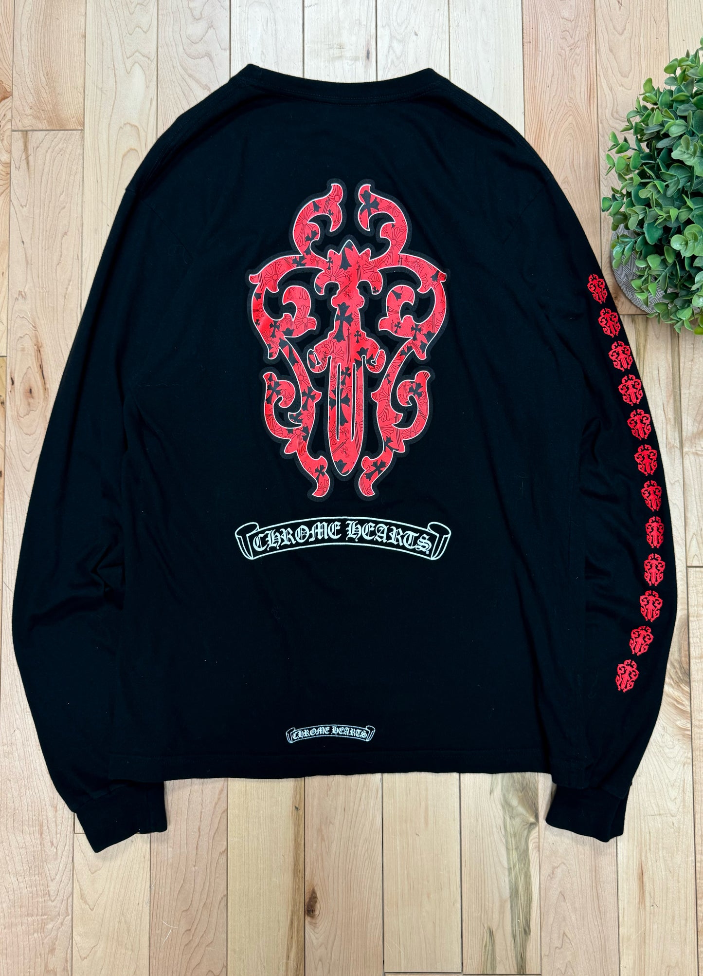 Chrome Hearts ‘Dagger’ Logo Red/Black Long Sleeve Shirt