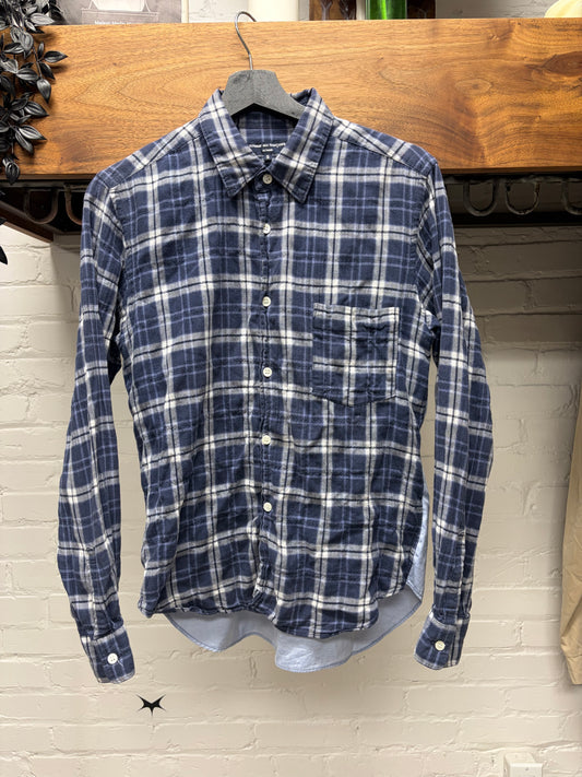 Comme Des Garçons Homme Blue Plaid/Oxford Hybrid Button Up Shirt