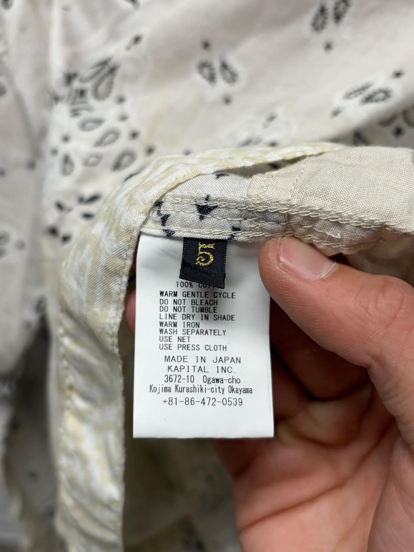 Kapital Cream ‘Paisley’ Bandanna Patch Buckle-Back Trucker Jacket