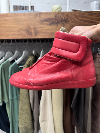Maison Margiela ‘Future’ Red Leather High Top Sneakers