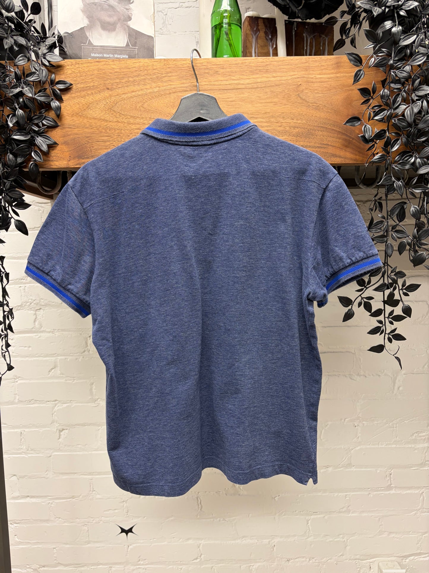 Dior Homme Blue Embroidered ‘Bee Logo’ Short Sleeve Cotton Polo