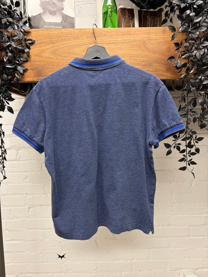 Dior Homme Blue Embroidered ‘Bee Logo’ Short Sleeve Cotton Polo