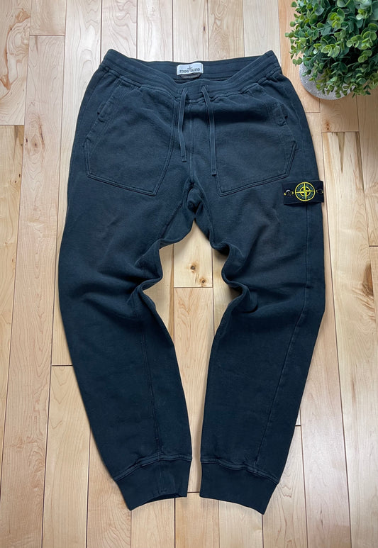 Stone Island Washed Black Badge Sweatpants