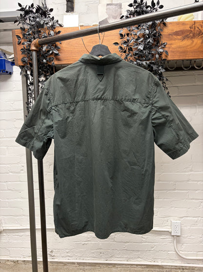 Vintage Helmut Lang Green ‘Military Inspired’ Collared Short Sleeve Top