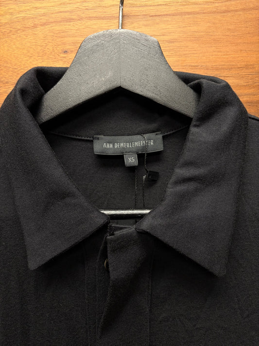 Ann Demeulemeester Light Jersey Cotton Black Short Sleeve Polo