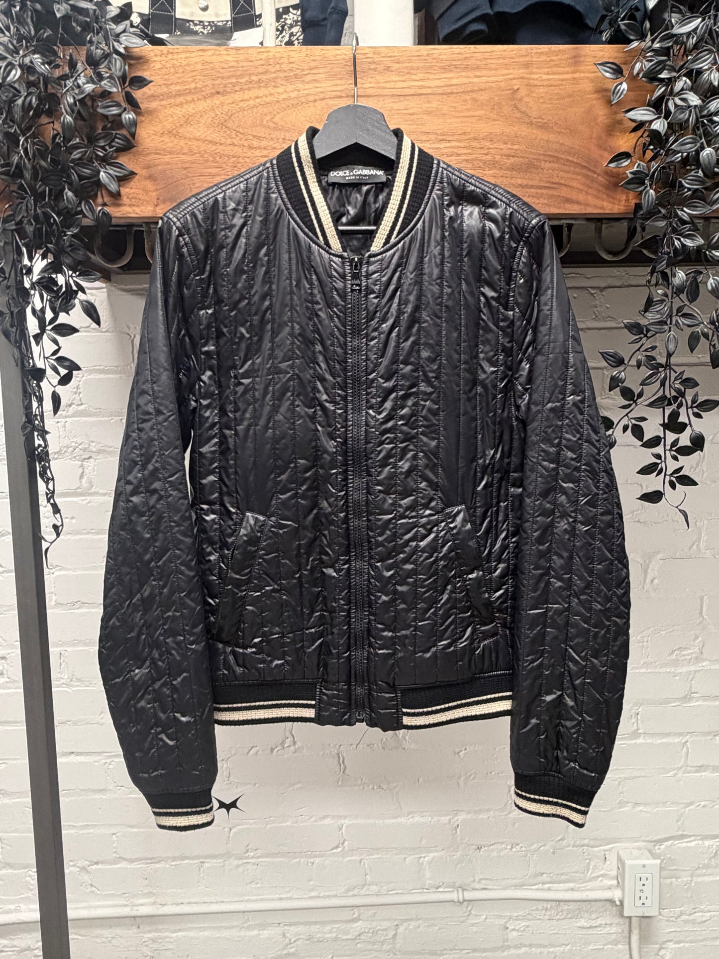 Dolce & Gabbana Quilted ‘Varsity’ Black Bomber Jacket