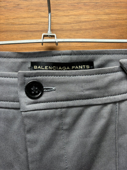 2000s Balenciaga by Nicholas Ghesquiere Pleated Grey Flared Leg Pants