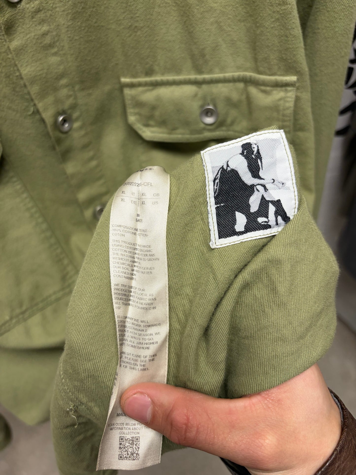 Rick Owens DRKSHDW ‘Sage’ Green Collared Work Shirt