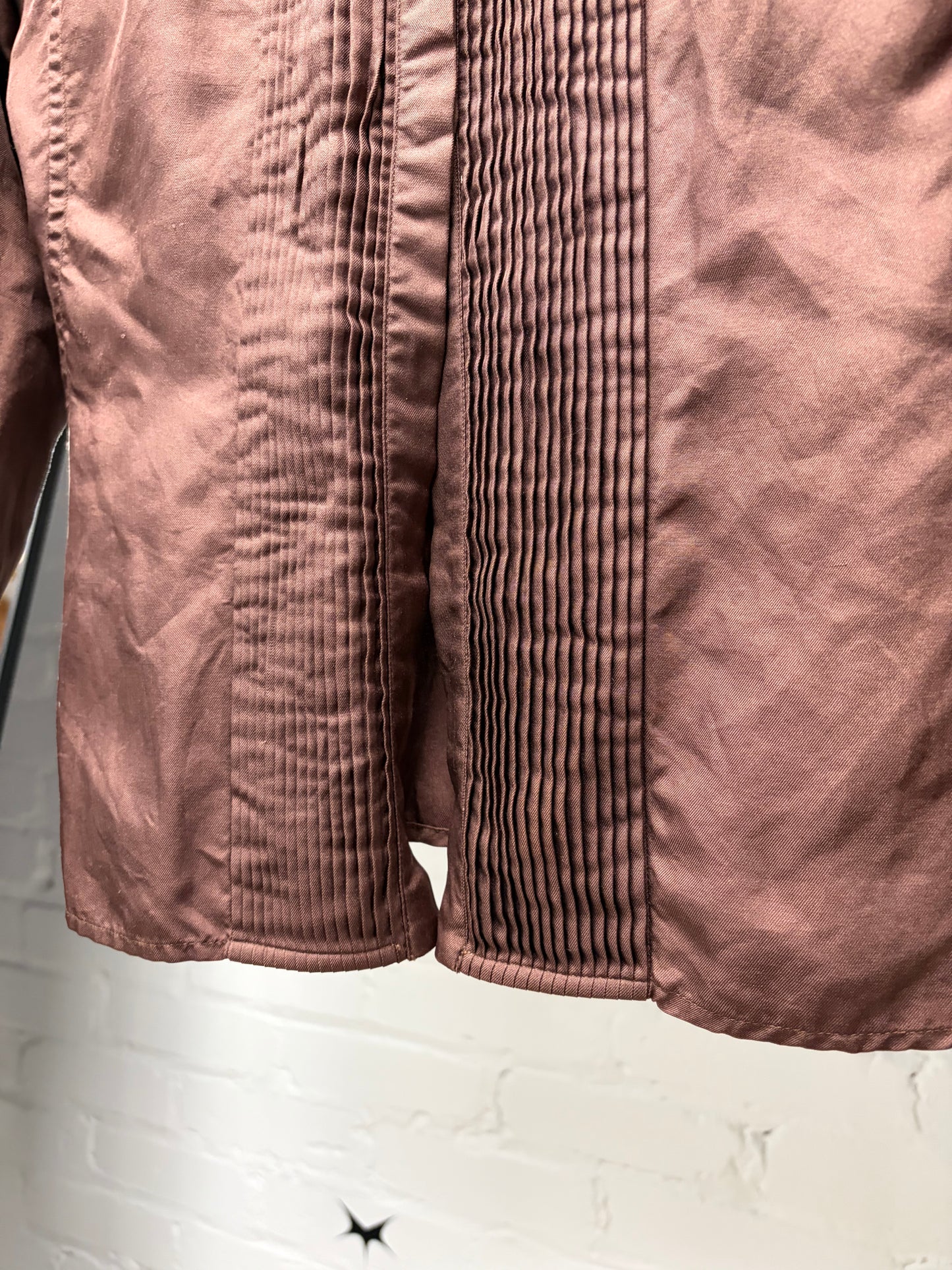 Vintage Gucci Ruffled Detail Brown Button Up Top