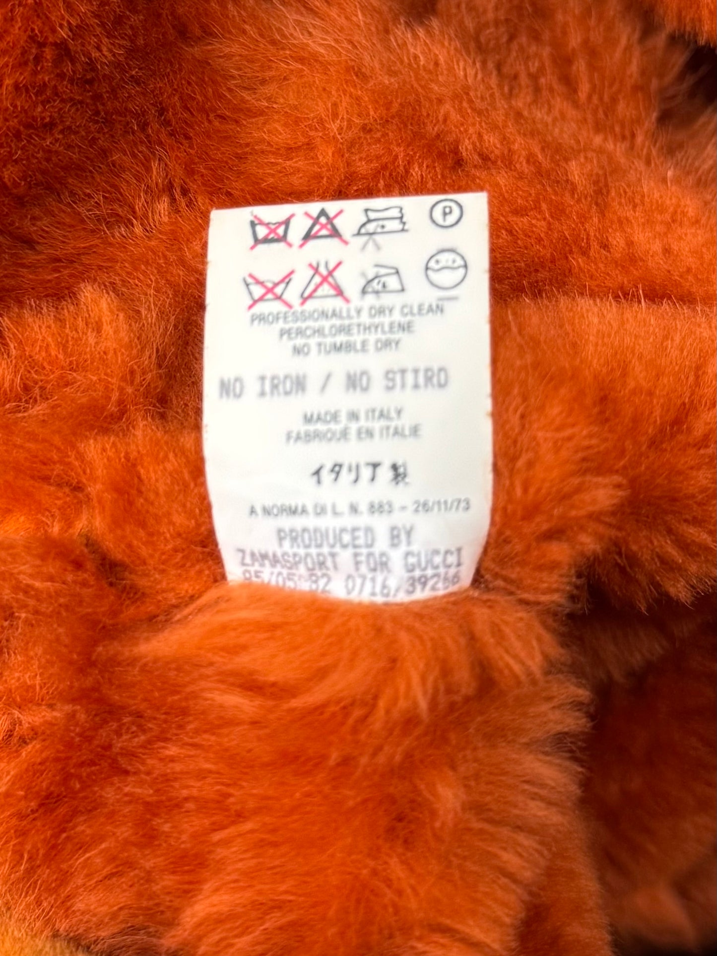 AW1995 Gucci by Tom Ford Orange Shearling Lined Suede Belted Jacket