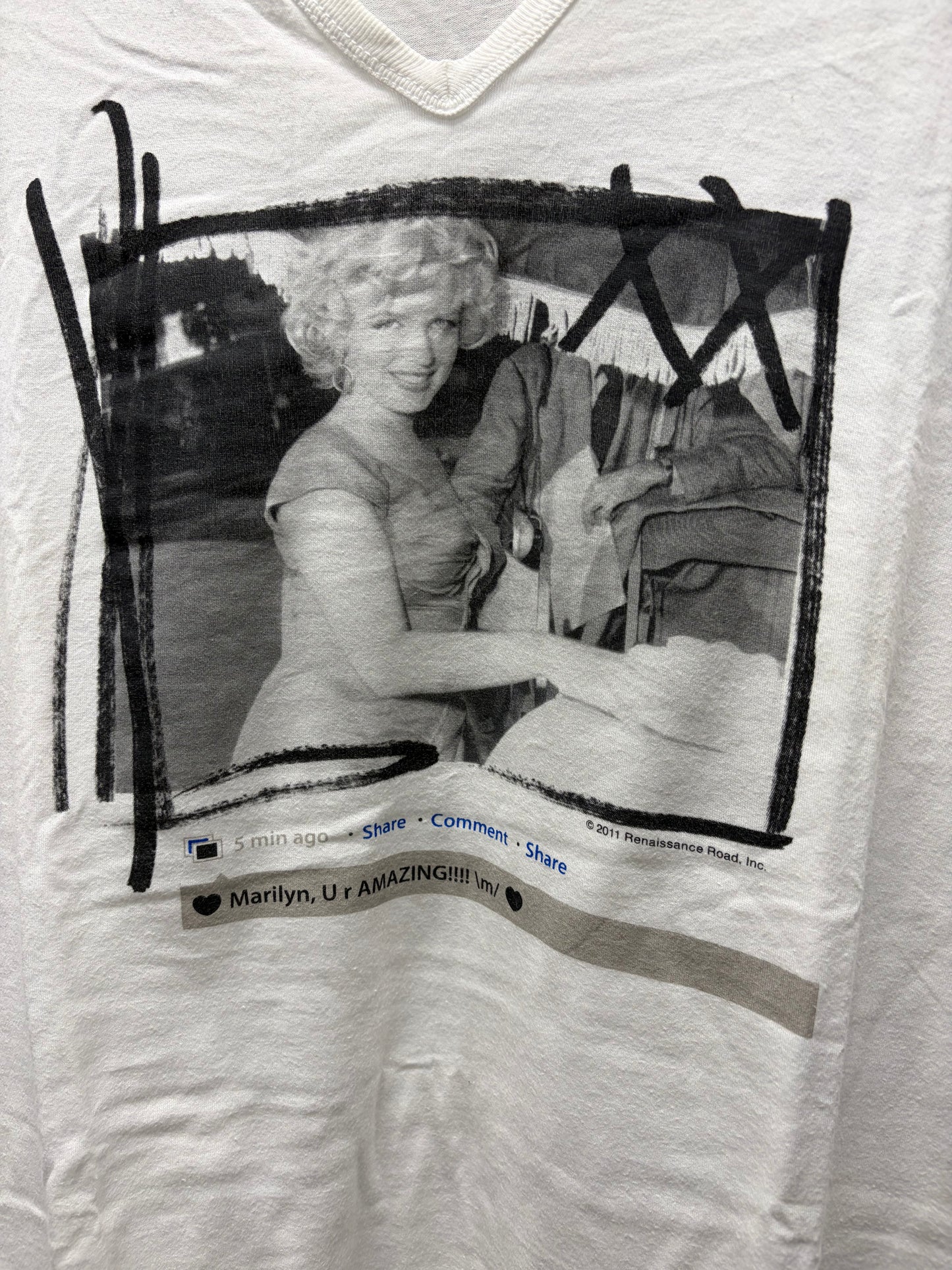 2000s Dolce & Gabbana ‘Marilyn Monroe’ V-Neck White Portrait T-Shirt