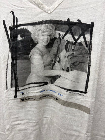 2000s Dolce & Gabbana ‘Marilyn Monroe’ V-Neck White Portrait T-Shirt