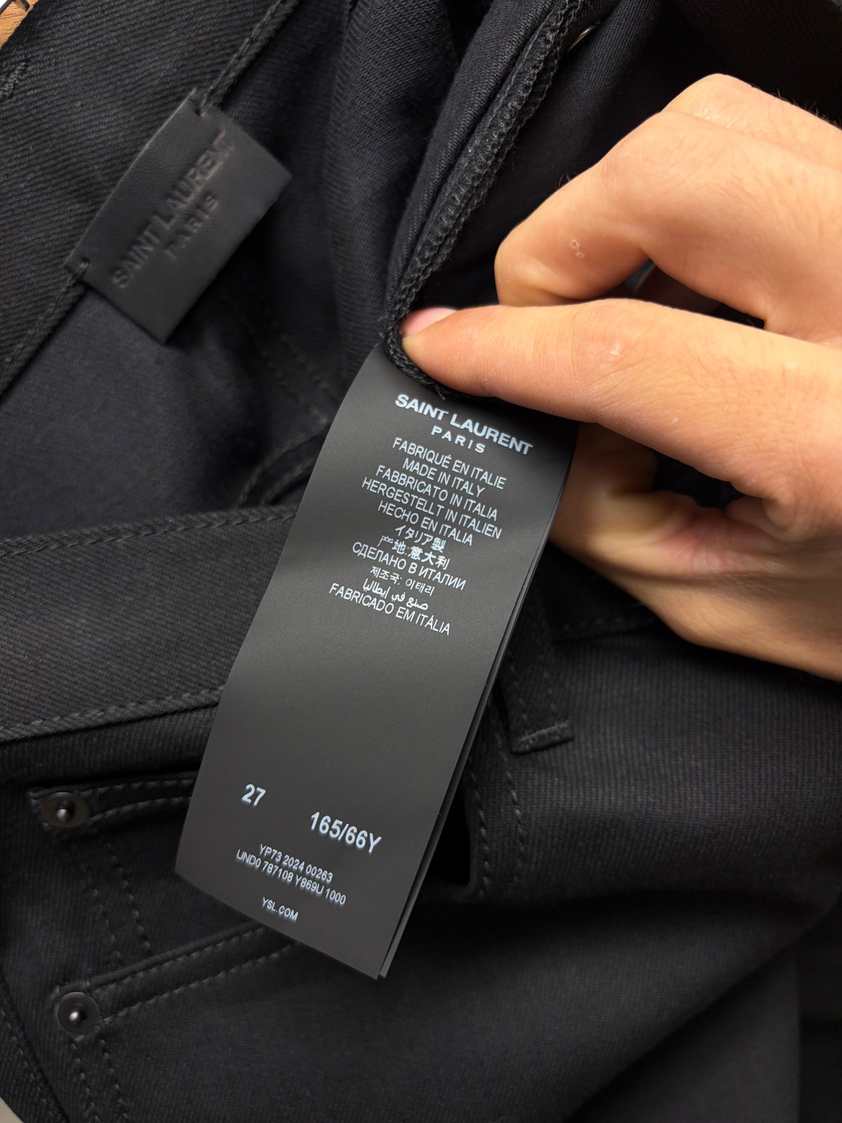 2024 Saint Laruent Black ‘Long Inseam’ Skinny Straight Cut Denim