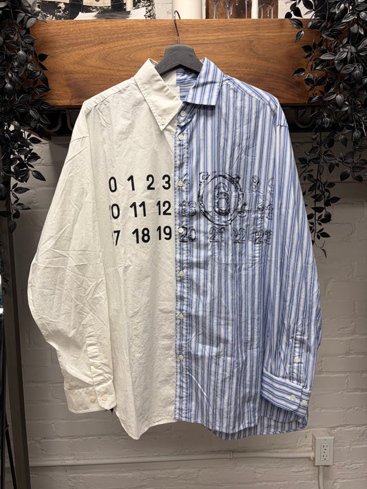 SS2023 Maison Margiela ‘Spliced Logo’ Pinstripe/White Button Up Shirt