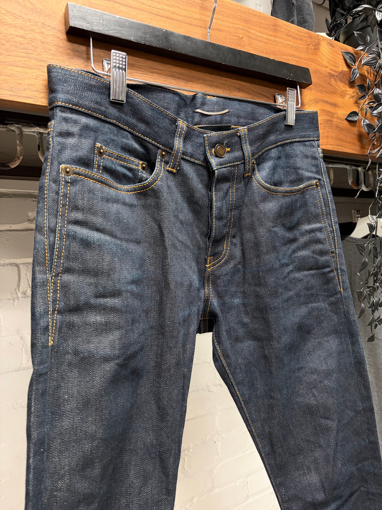 2020 Saint Laurent ‘D18’ Natural Raw Blue Skinny Jeans