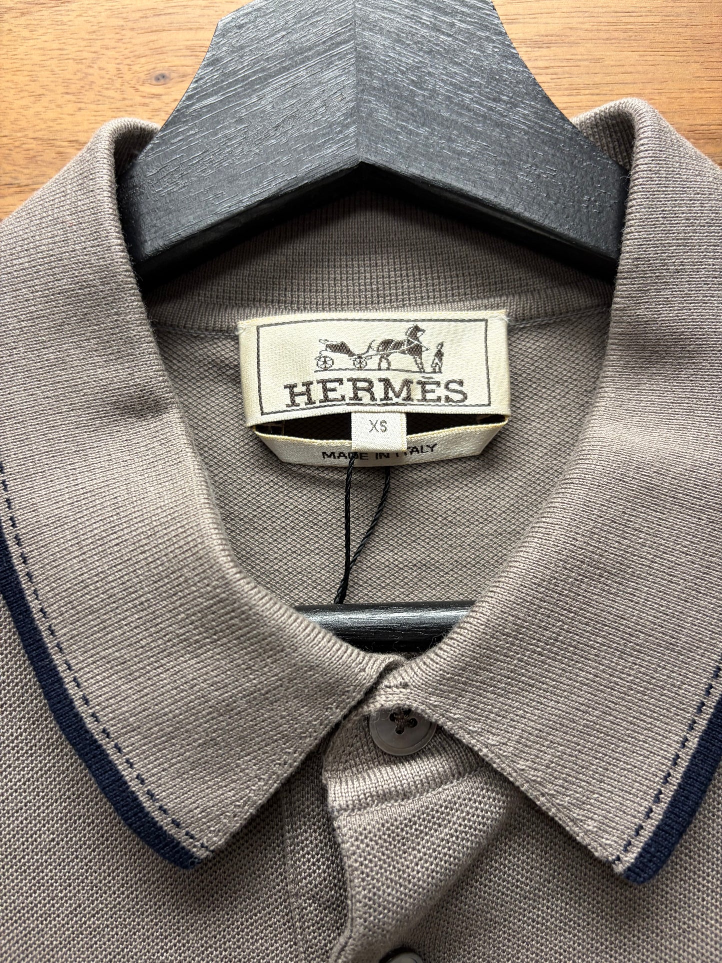 Hermes Embroidered ‘H Logo’ Brown Cotton Polo