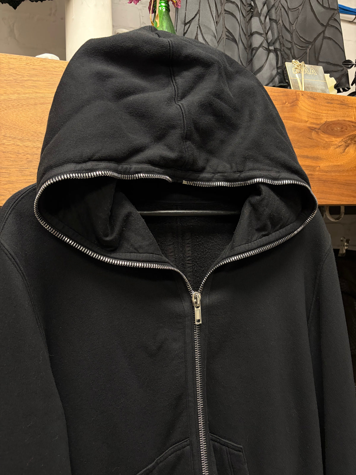 Rick Owens Black ‘Gimp’ Full-Zip Black Zip-Up Hoodie