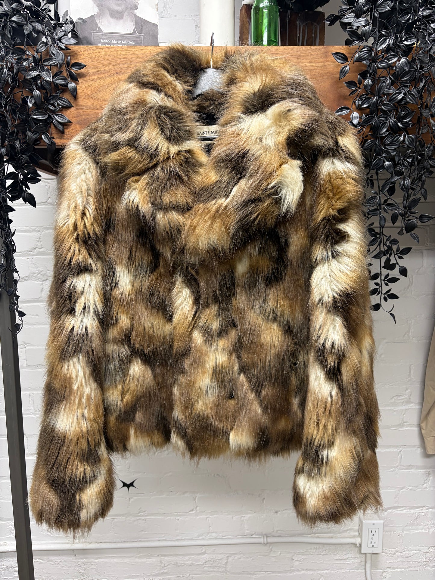 2019 Saint Laurent By Anthony Vacarello Faux Fur Heavyweight Brown Jacket
