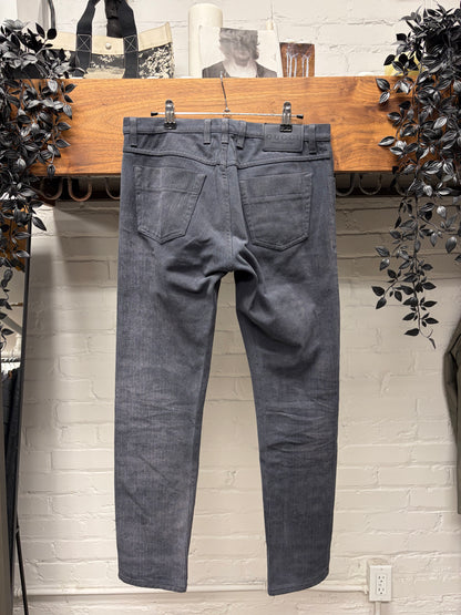 Gucci Waxed Silver Slim/Skinny Cut Vertical Corduoy Pants