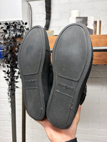 2000s Yves Saint Laurent Black Suede High Top Sneakers