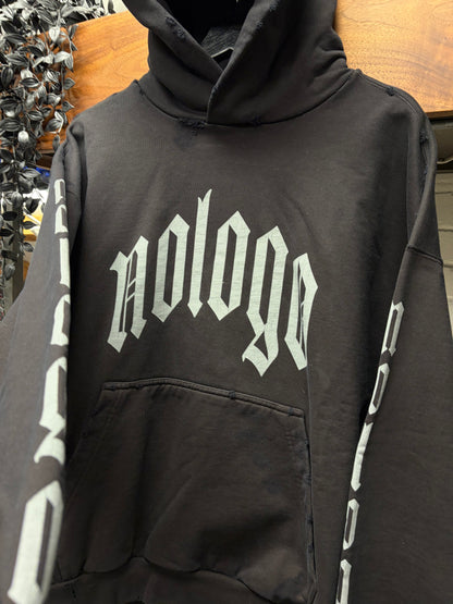 AW2024 Balenciaga ‘No Logo’ Distressed Black Pullover Hoodie