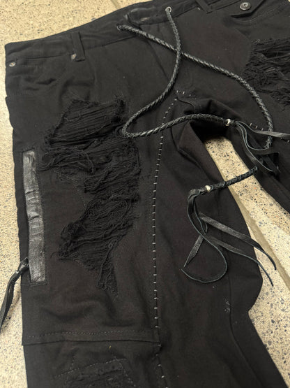 Kmrii Snakeskin Leather Patch Black Slim/Skinny Cut Denim