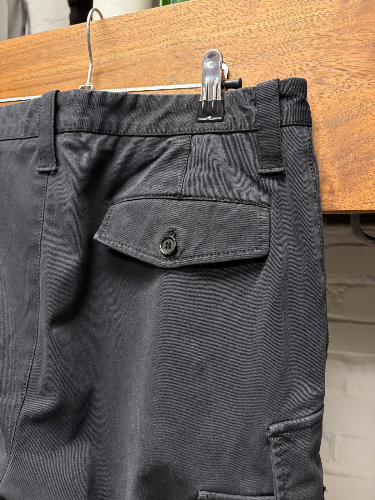 Vintage Prada Faded Black Straight Cut ‘Zip-Pocket’ Cargo Pants