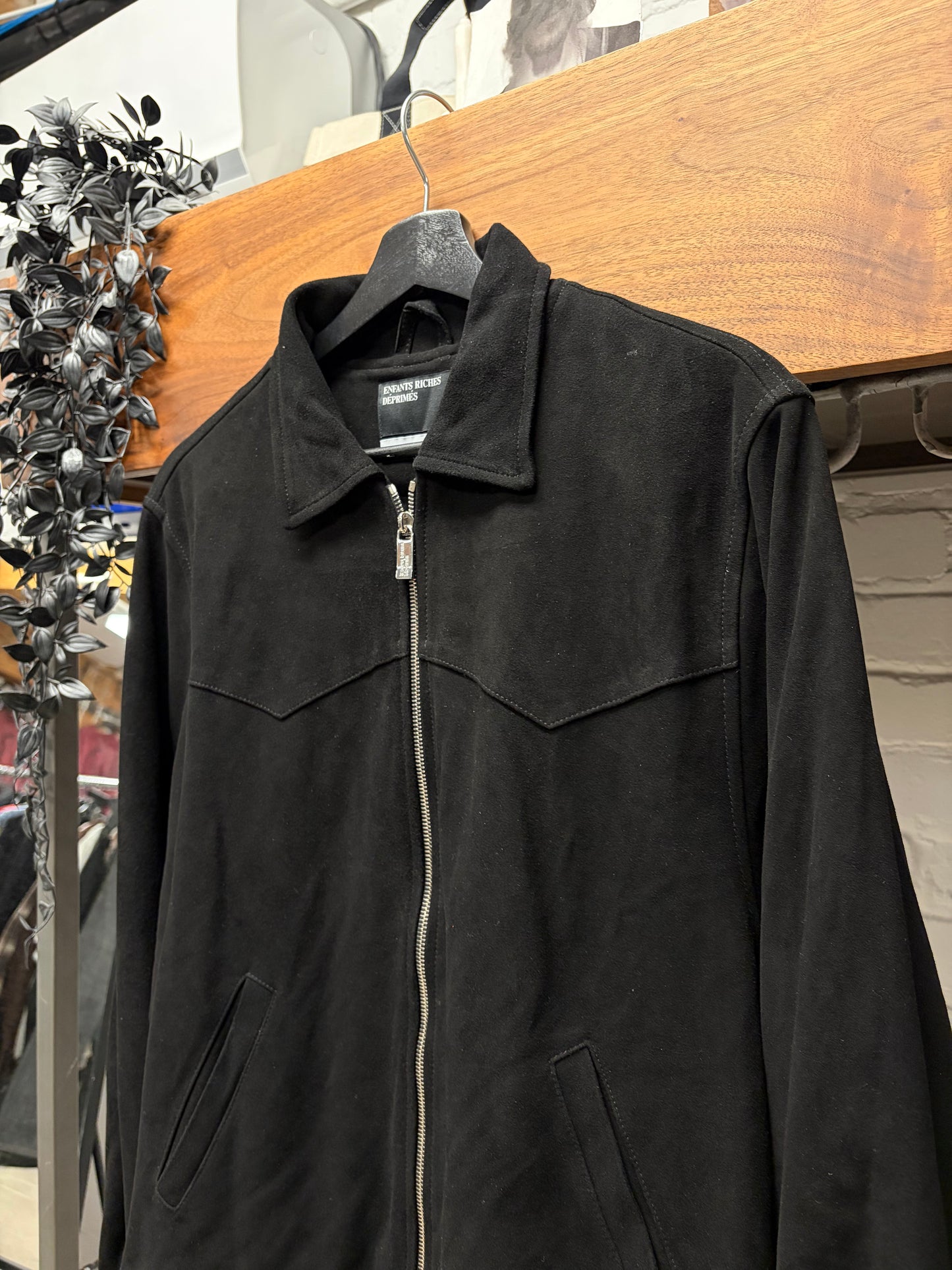 Enfants Riches Deprimes Black Suede Cropped Western Jacket