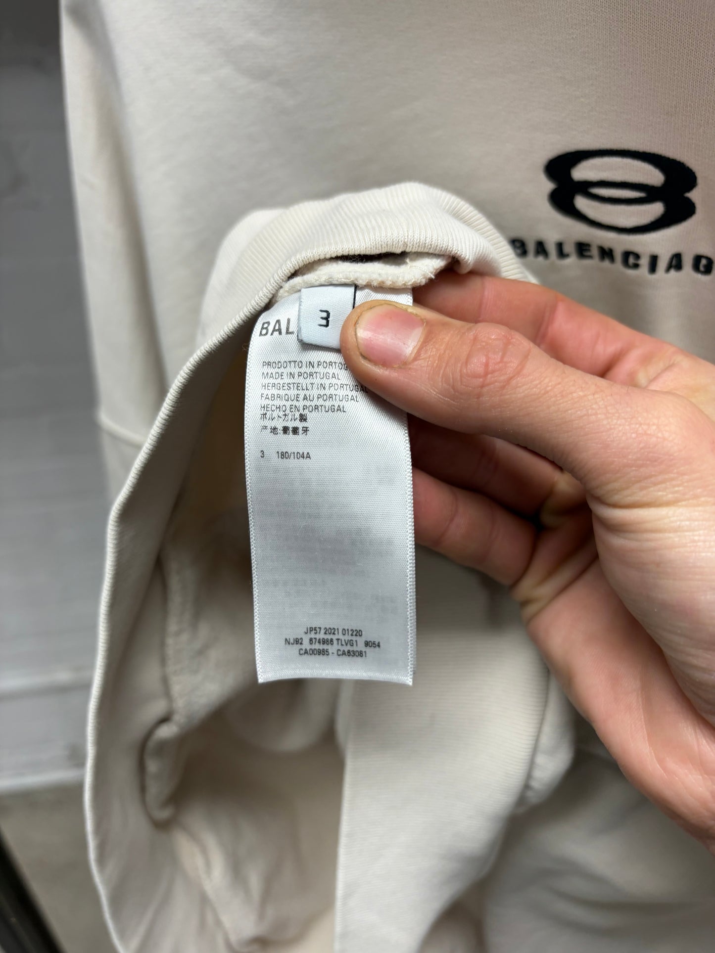 SS2022 Balenciaga ‘Unity Logo’ Cream White Pullover Hoodie