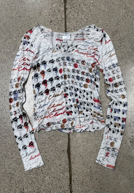 SS2006 Chanel ‘Cruise’ Semi Sheer Silk Long Sleeve Top