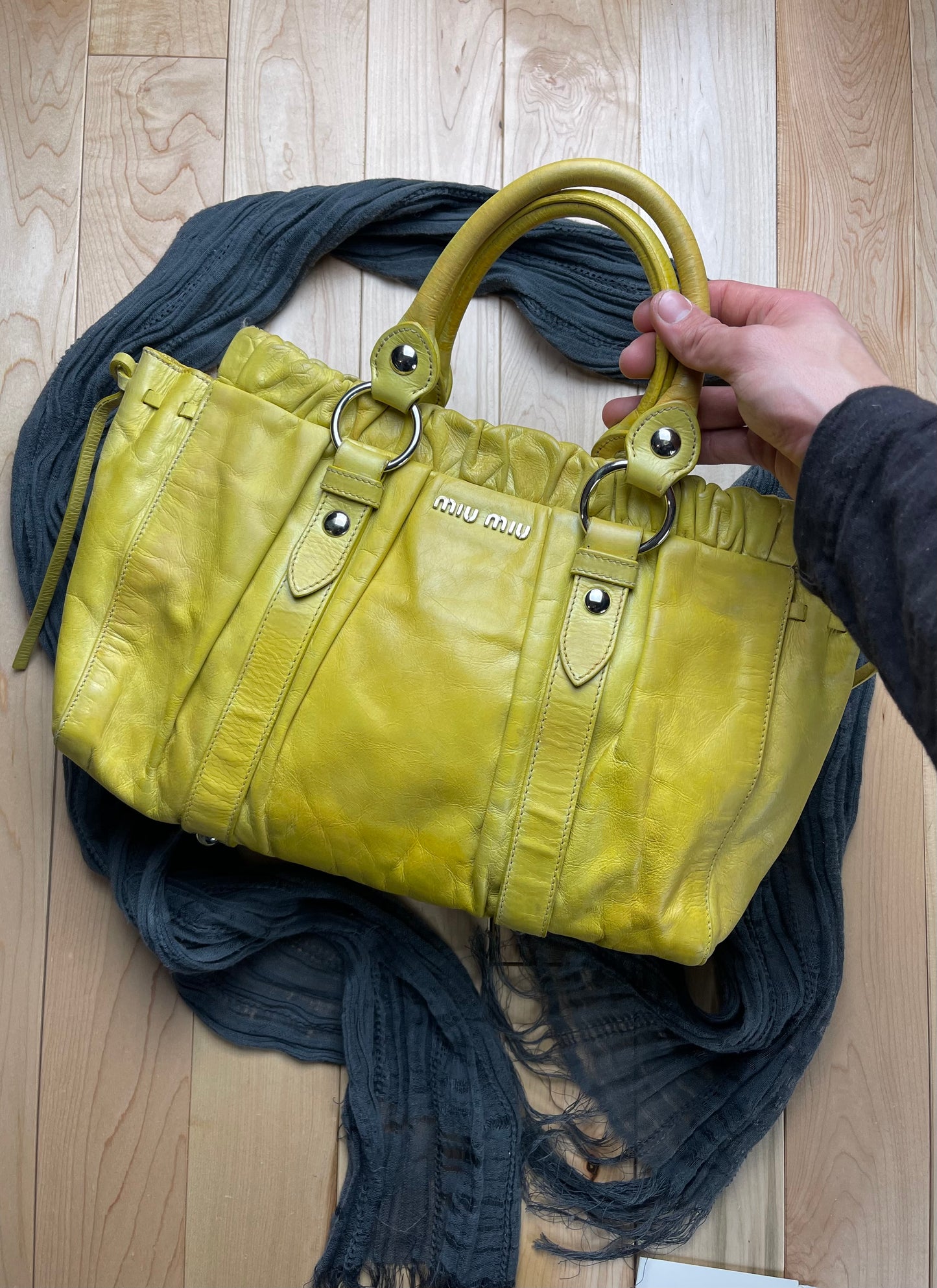 Miu Miu Yellow Leather Shoulder Bag