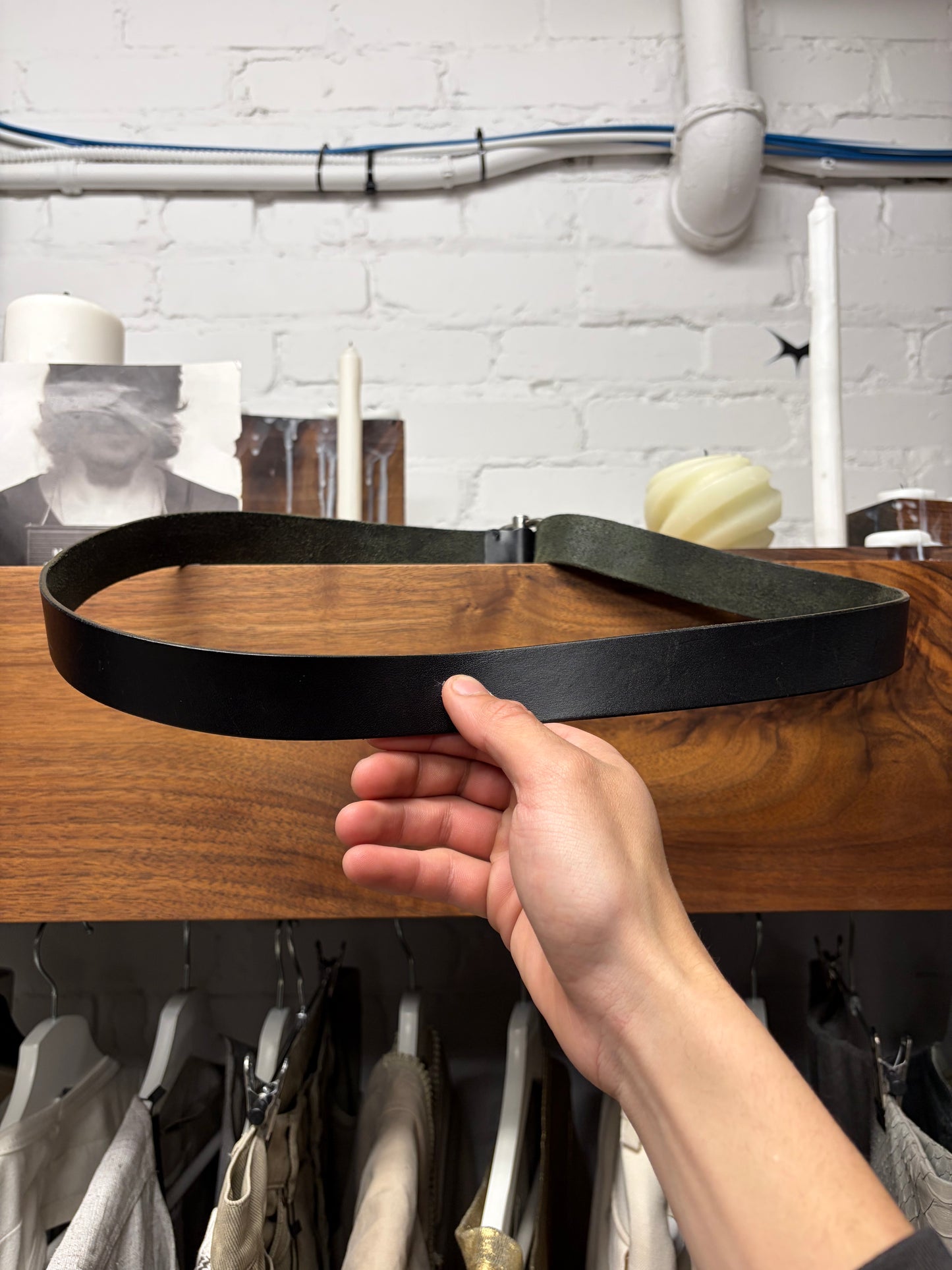 Yohji Yamamoto Pour Homme Black/Silver Horse Leather Small Buckle Belt