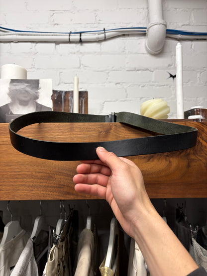 Yohji Yamamoto Pour Homme Black/Silver Horse Leather Small Buckle Belt