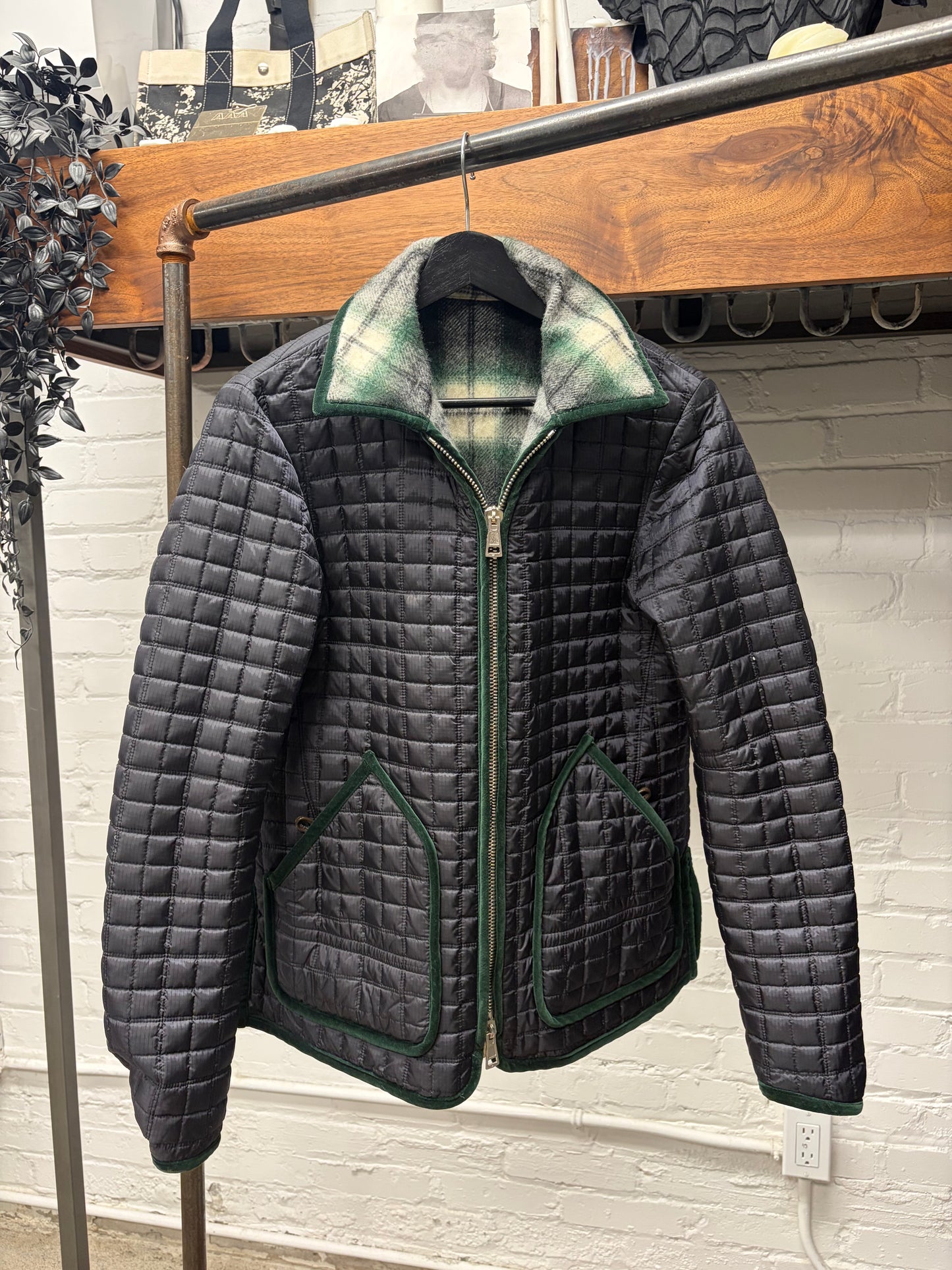 AW2009 Number (N)ine Reversible Wool/Quilted Liner Plaid Collared Jacket