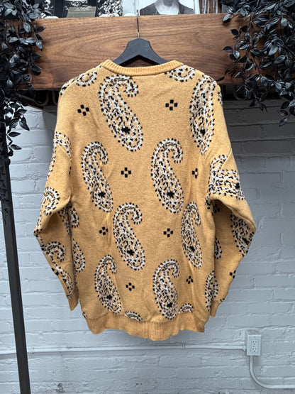 AW2004 Raf Simons ‘Waves’ Yellow Paisley Knit Sweater
