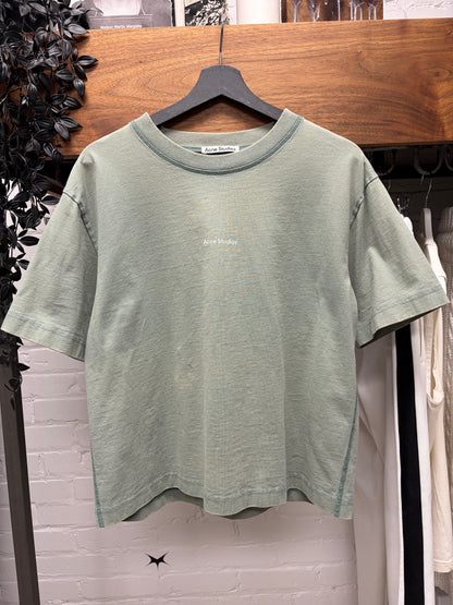 Acne Studios ‘Minimal Logo’ Mint Green Cropped Fit Oversized T-Shirt