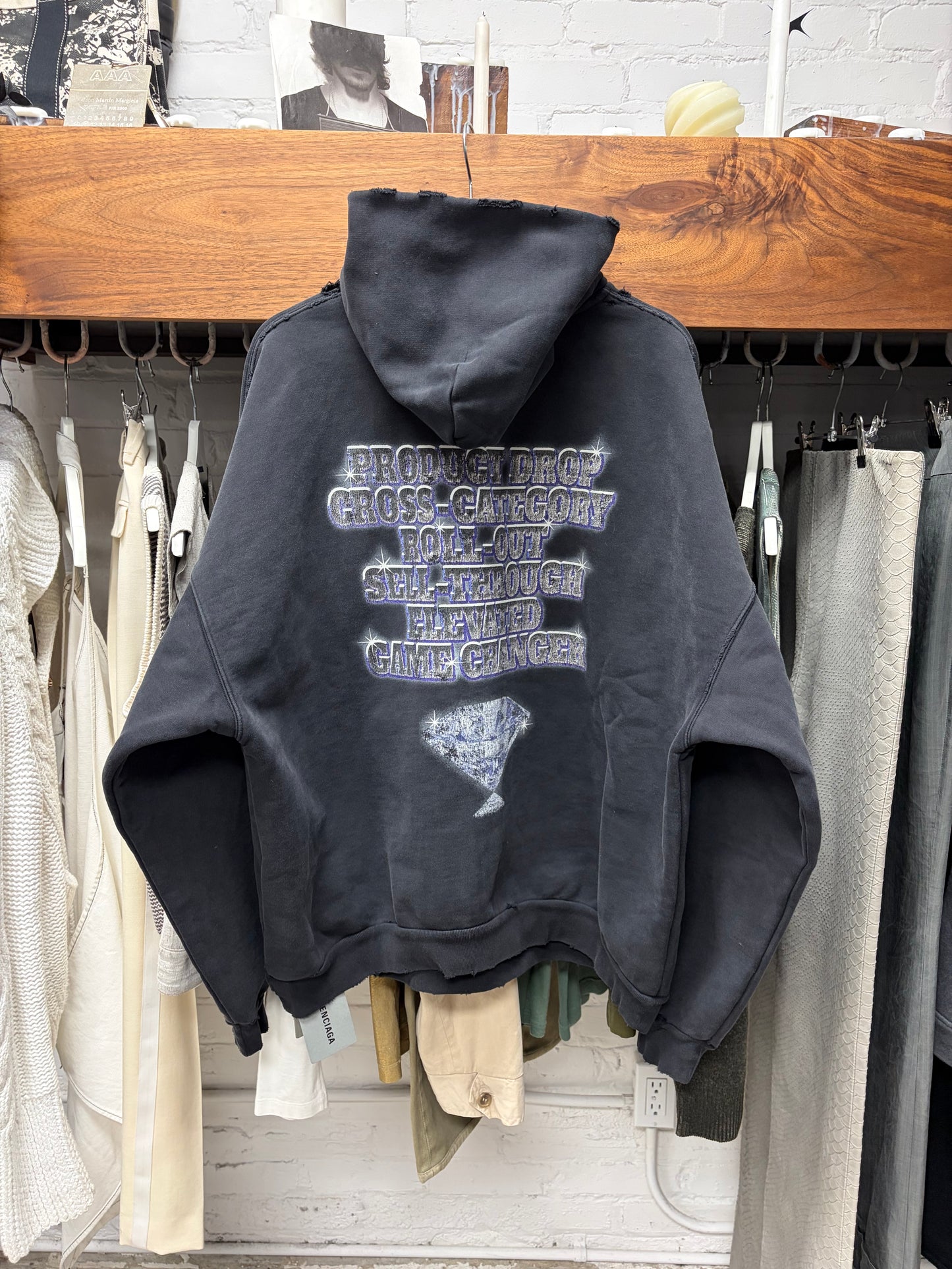 SS2024 Balenciaga ‘See Now Buy Now’ Distressed Black Pullover Hoodie