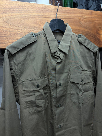 Dior Homme Dark Brown ‘Military Inspired’ Button up Shirt with Shoulder Epaulets